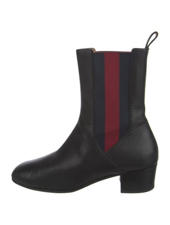 Gucci Sylvie Web Accent Leather Chelsea Boots
