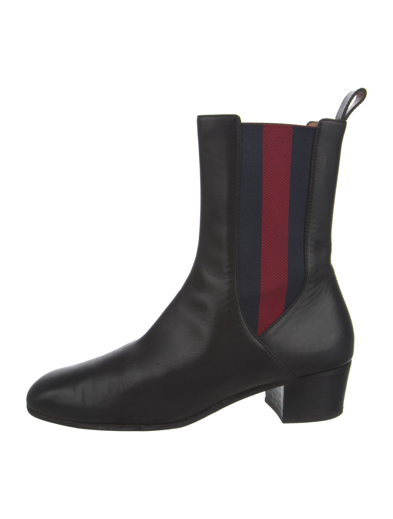 Gucci Sylvie Web Accent Leather Chelsea Boots