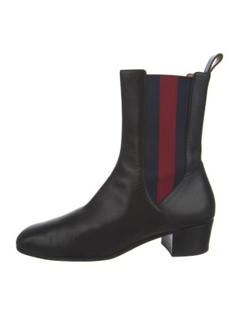 Gucci Sylvie Web Accent Leather Chelsea Boots