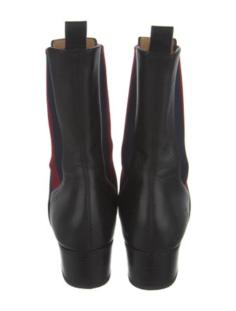 Gucci Sylvie Web Accent Leather Chelsea Boots