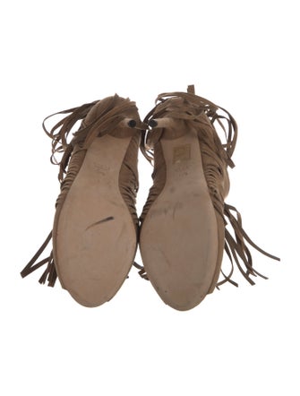 Gucci Suede Fringe Trim Accent Boots