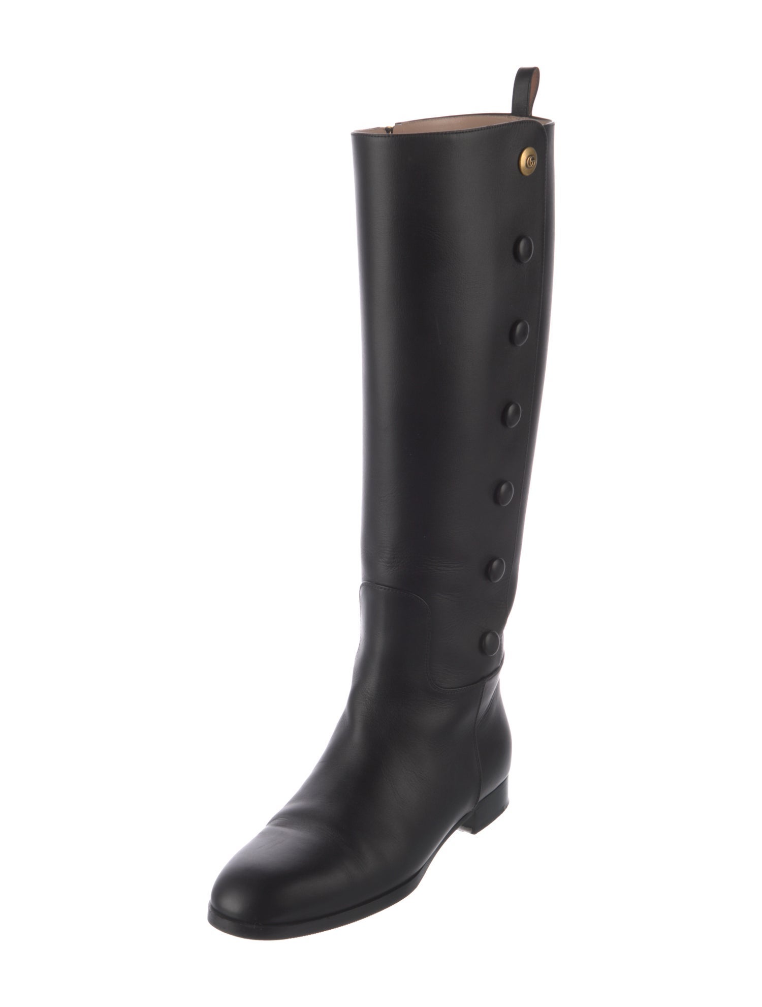 Gucci Double G Logo Leather Riding Boots