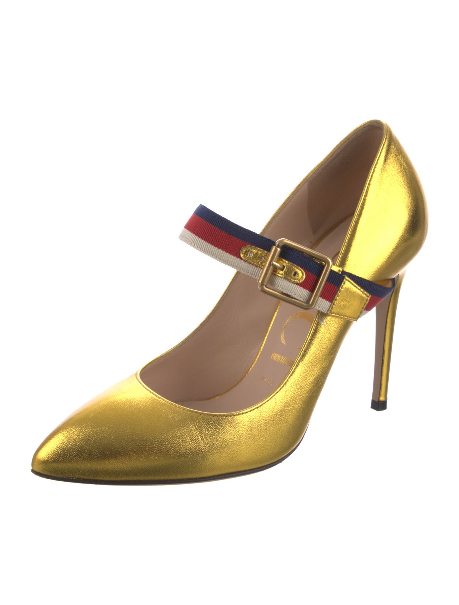 Gucci Web Accent Leather Pumps