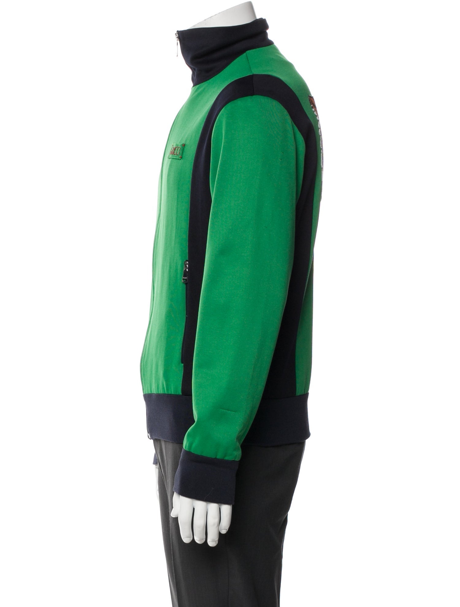 Gucci Tiger Head Accent Colorblock Pattern Jacket