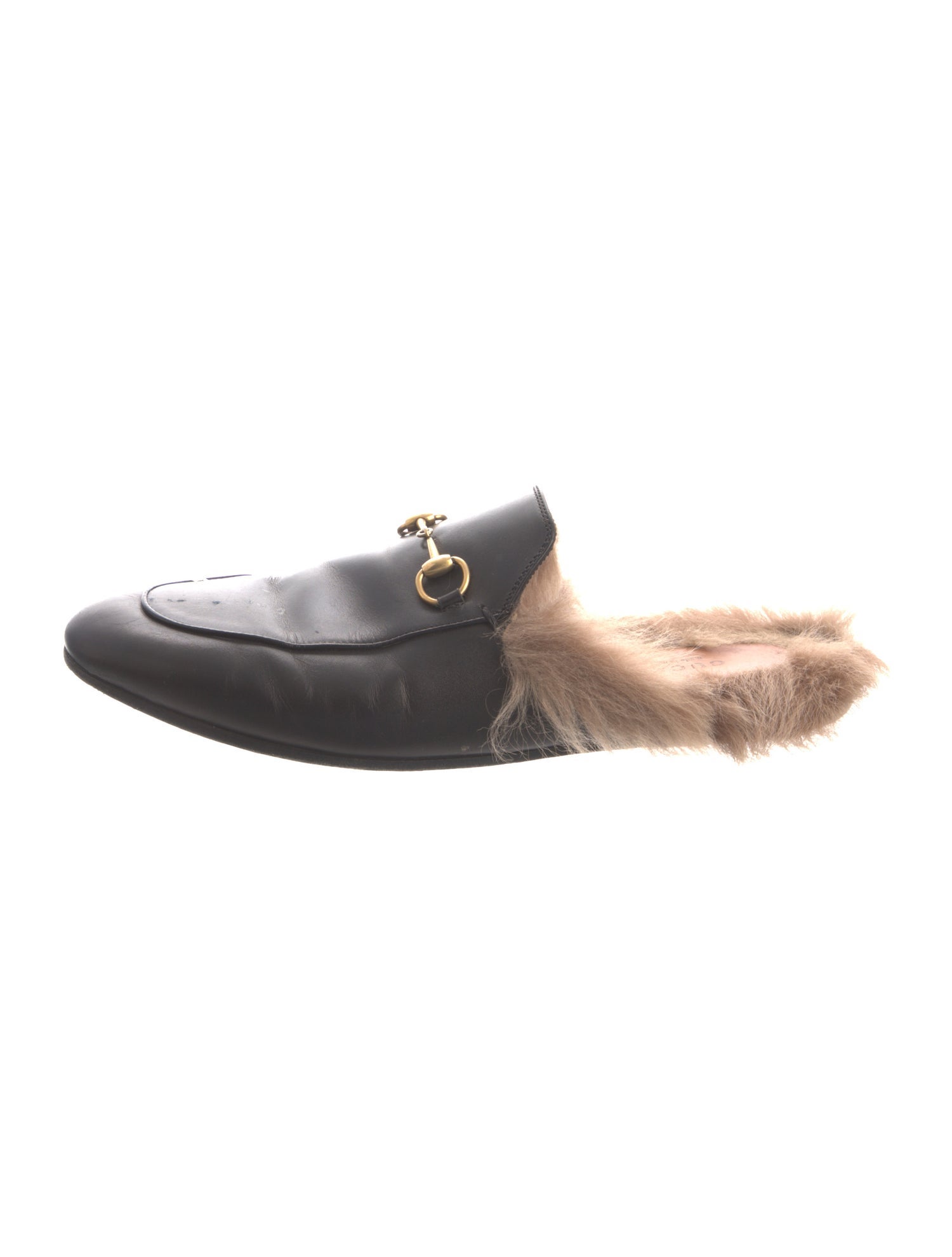 Gucci Leather Fur Trim Mules