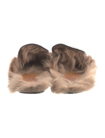 Gucci Leather Fur Trim Mules
