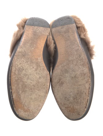 Gucci Leather Fur Trim Mules