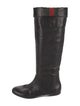 Gucci Web Accent Leather Riding Boots