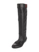Gucci Web Accent Leather Riding Boots