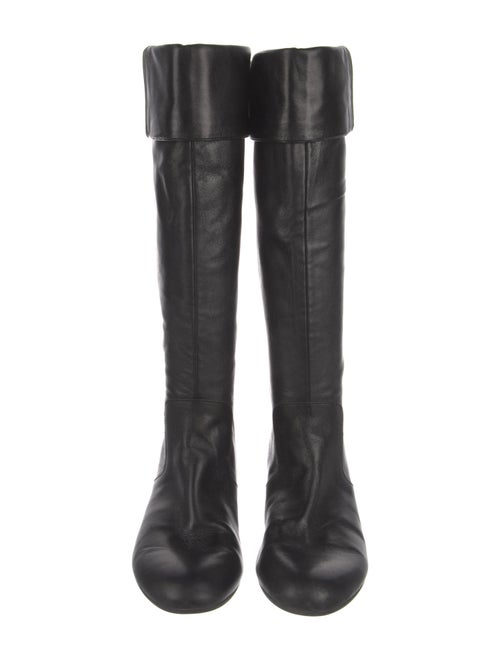 Gucci Web Accent Leather Riding Boots