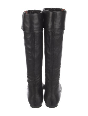 Gucci Web Accent Leather Riding Boots