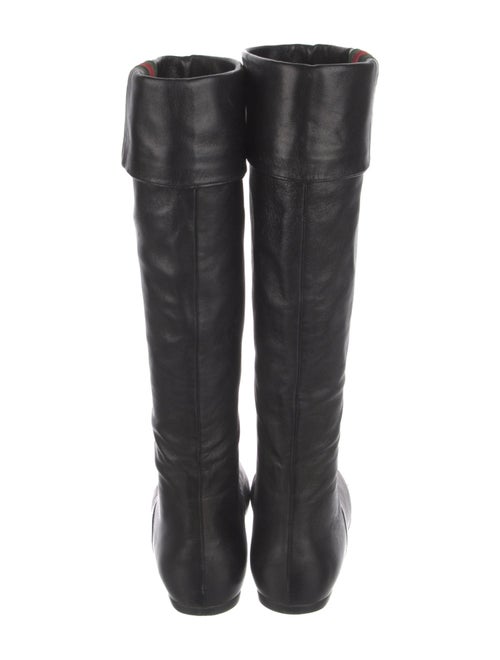 Gucci Web Accent Leather Riding Boots