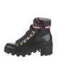 Gucci Sylvie Web Accent Leather Combat Boots