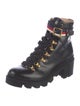 Gucci Sylvie Web Accent Leather Combat Boots