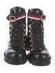 Gucci Sylvie Web Accent Leather Combat Boots