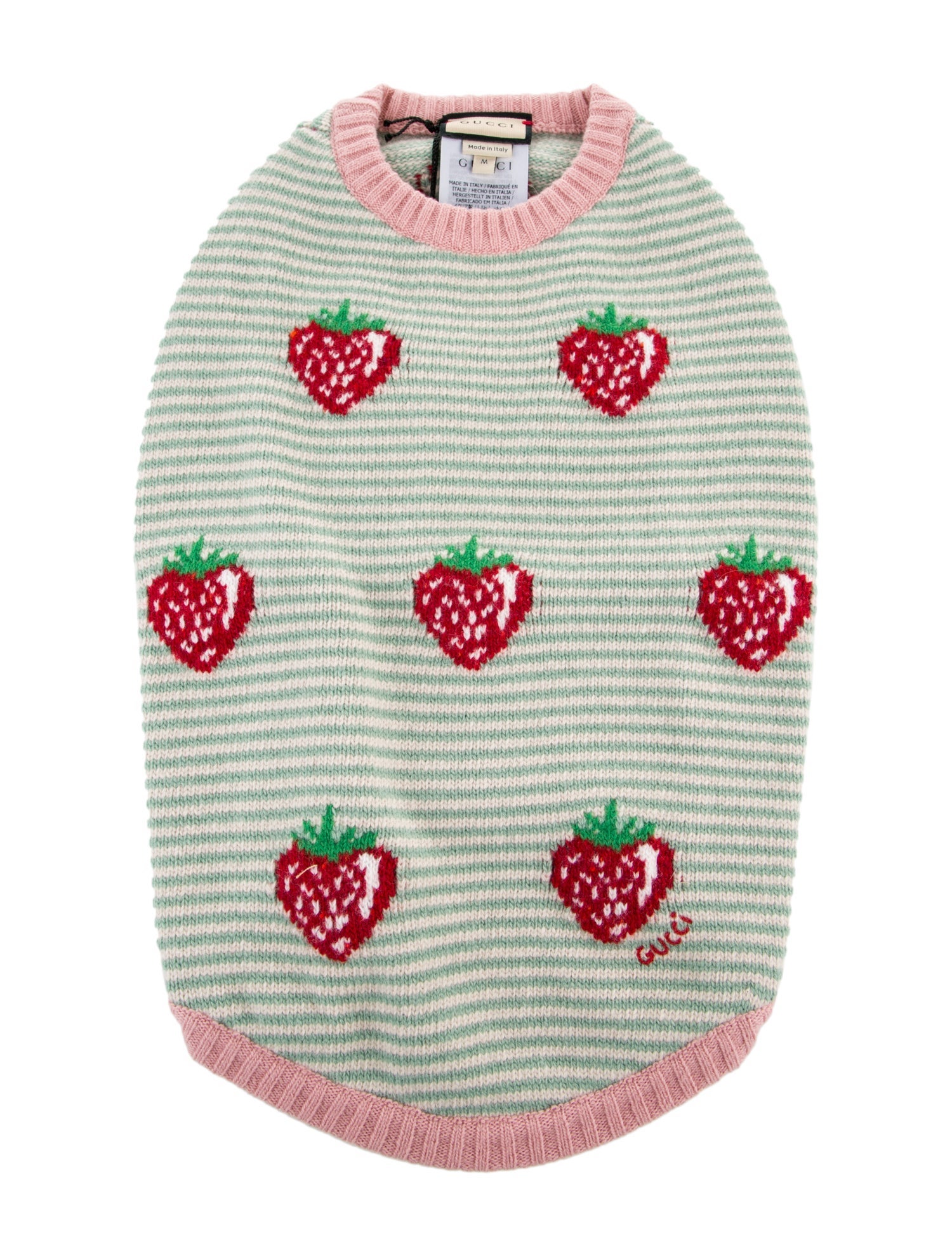 Gucci Dog Strawberries Wool Pet Sweater w/ Tags