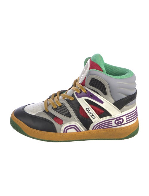 Gucci Leather Colorblock Pattern Wedge Sneakers