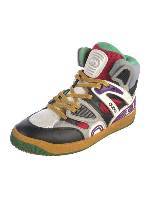 Gucci Leather Colorblock Pattern Wedge Sneakers