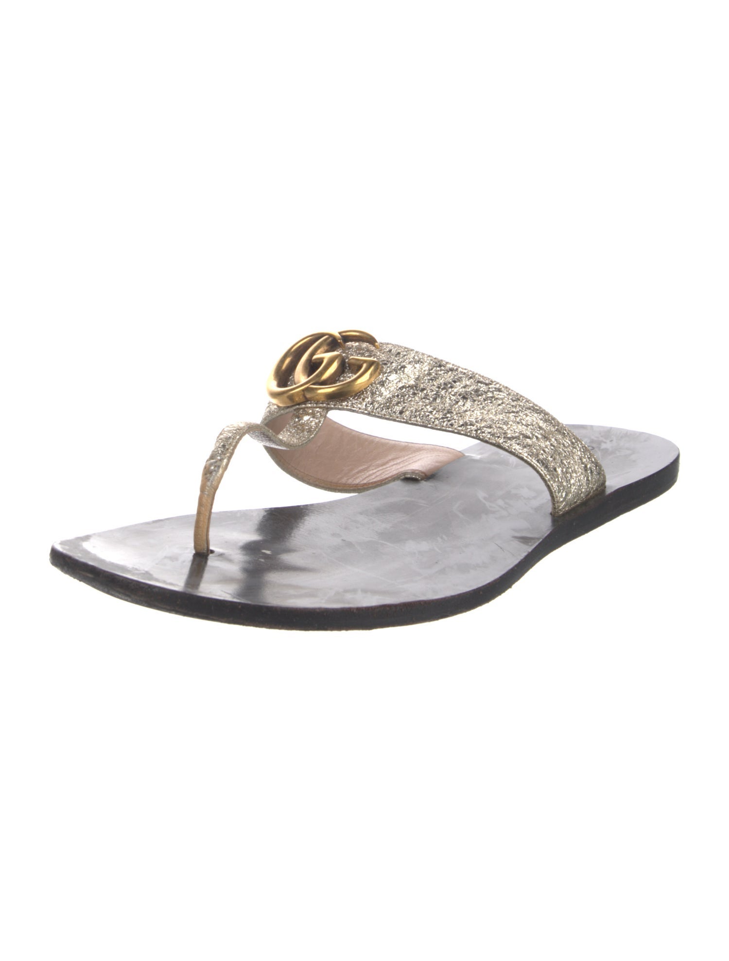 Gucci Double G Logo Leather Slides