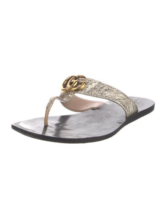 Gucci Double G Logo Leather Slides