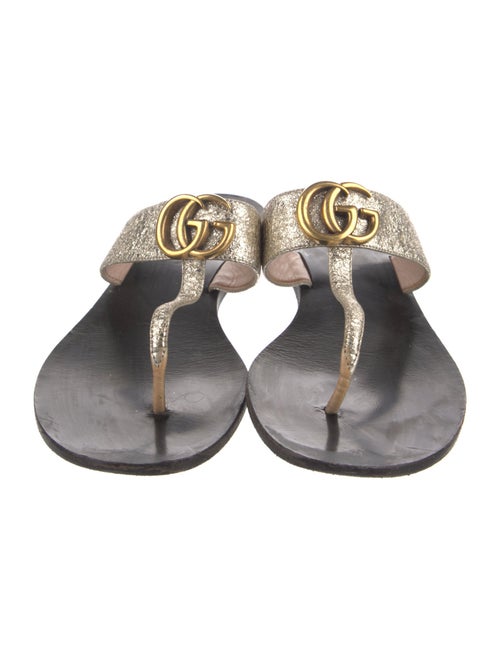 Gucci Double G Logo Leather Slides