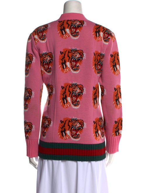 Gucci Tiger Accent Web Trim Wool Sweater
