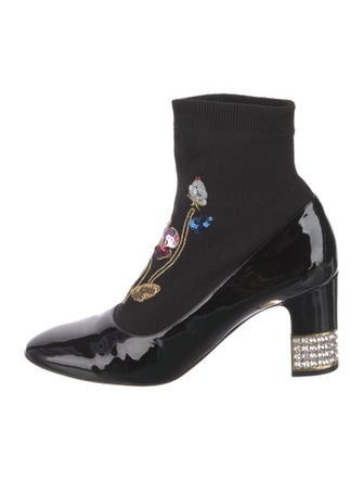 Gucci Patent Leather Floral Print Sock Boots