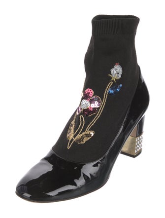 Gucci Patent Leather Floral Print Sock Boots