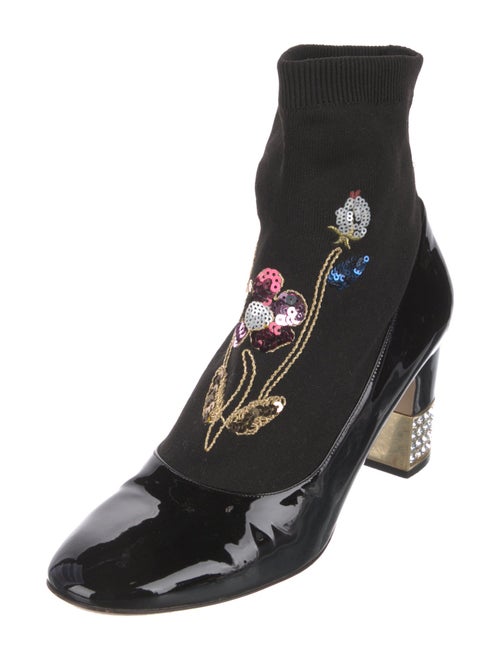 Gucci Patent Leather Floral Print Sock Boots
