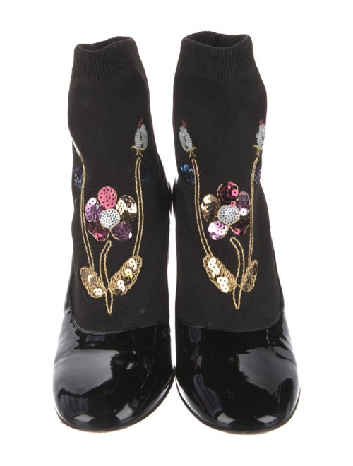 Gucci Patent Leather Floral Print Sock Boots