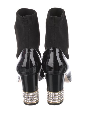 Gucci Patent Leather Floral Print Sock Boots