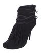 Gucci Suede Fringe Trim Accent Lace-Up Boots