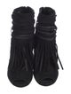 Gucci Suede Fringe Trim Accent Lace-Up Boots