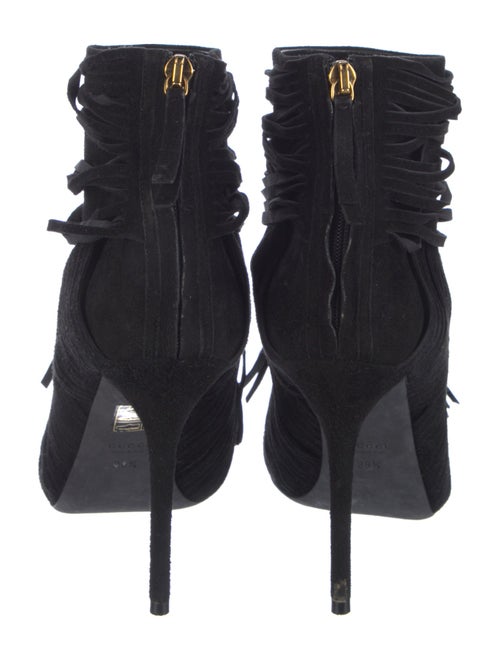 Gucci Suede Fringe Trim Accent Lace-Up Boots
