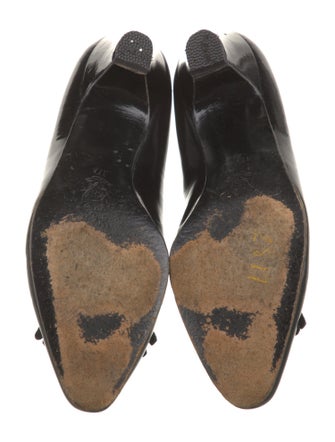 Gucci Patent Leather Fringe Trim Accent Pumps