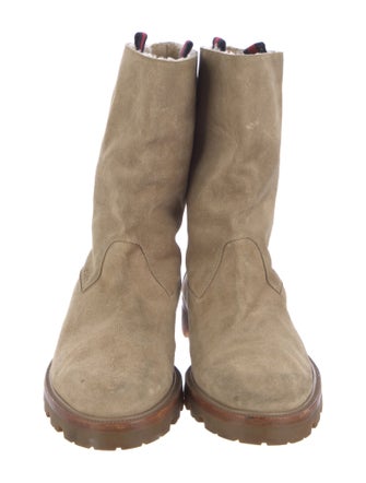 Gucci Sylvie Web Accent Suede Boots