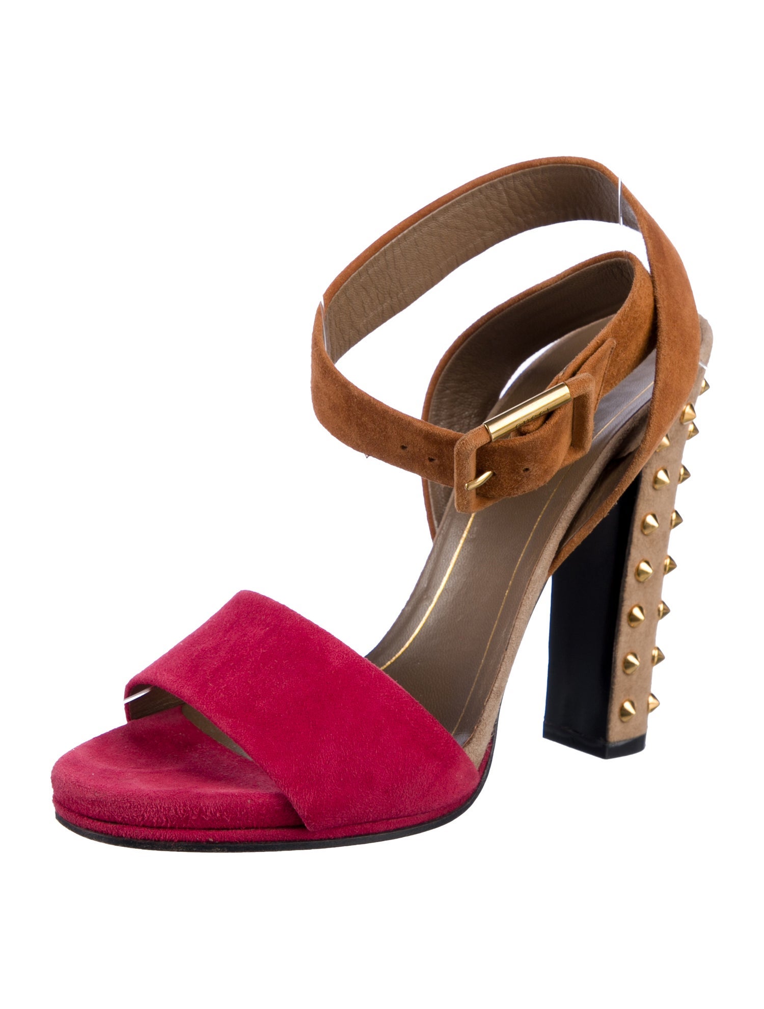 Gucci Suede Studded Accents Slingback Sandals