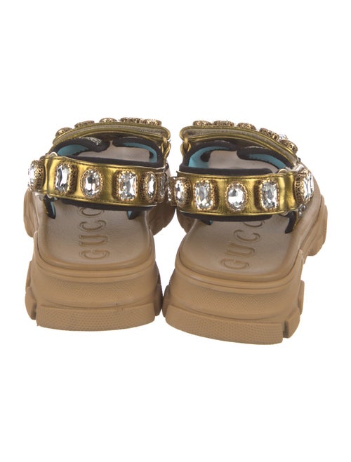 Gucci Leather Mesh Accents Slingback Sandals