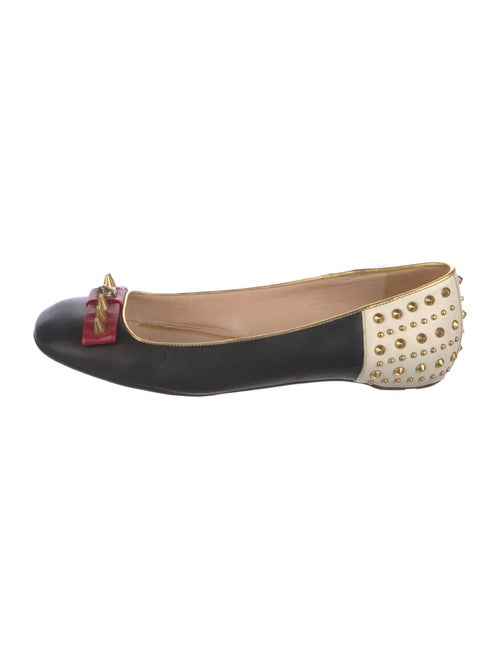 Gucci Feline Head Accent Leather Ballet Flats