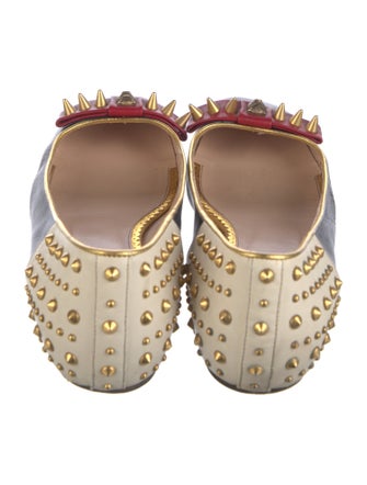 Gucci Feline Head Accent Leather Ballet Flats