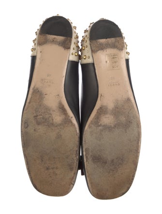 Gucci Feline Head Accent Leather Ballet Flats