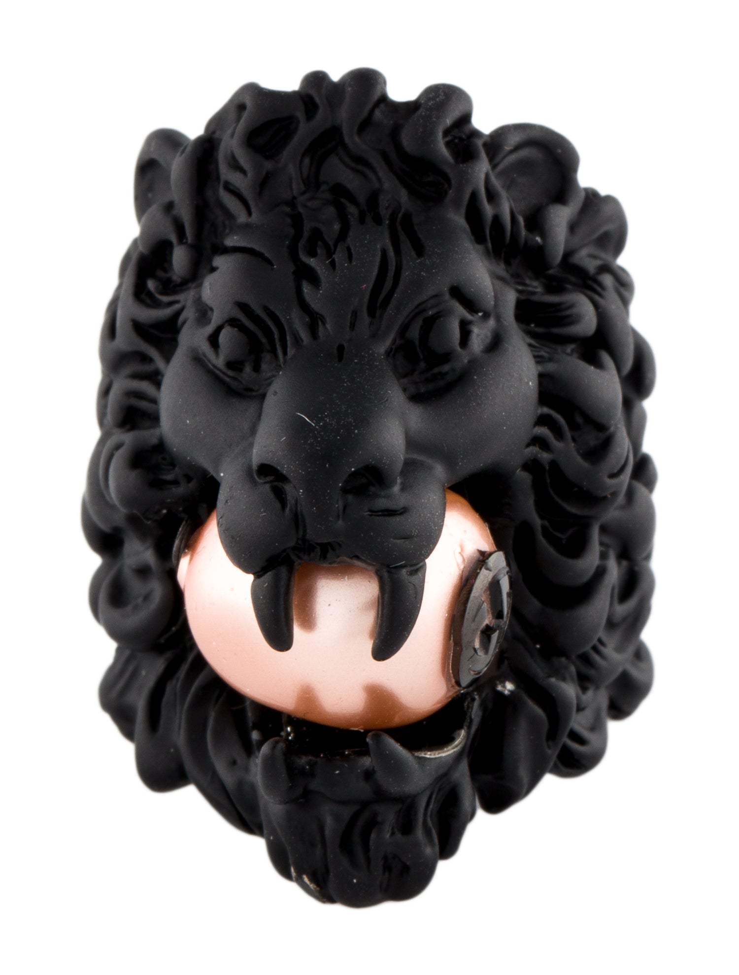 Gucci Faux Pearl Lion Head Cocktail Ring