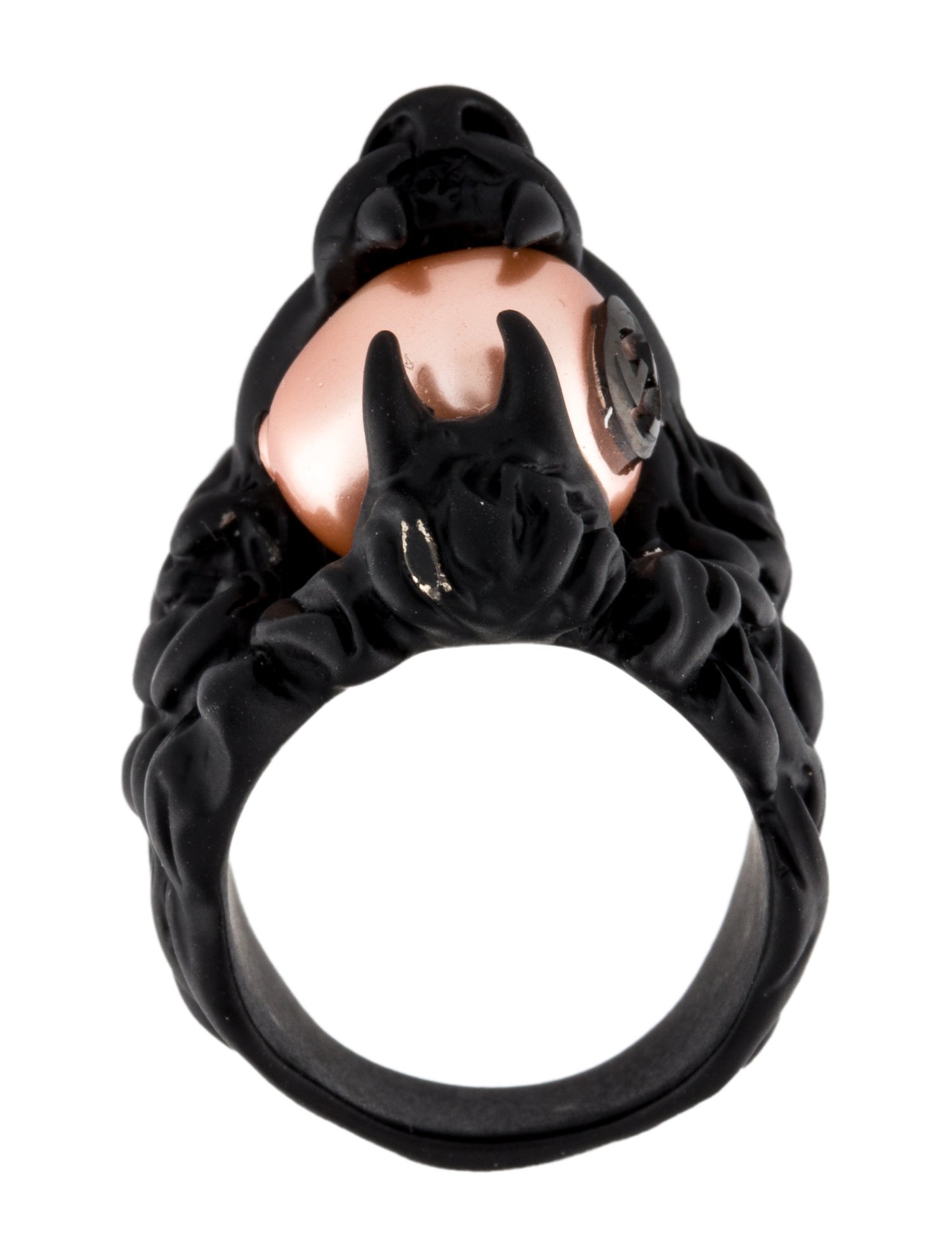 Gucci Faux Pearl Lion Head Cocktail Ring