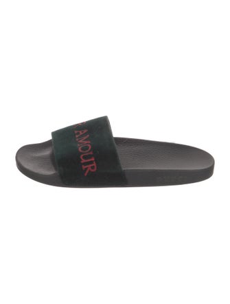 Gucci Velvet Graphic Print Slides