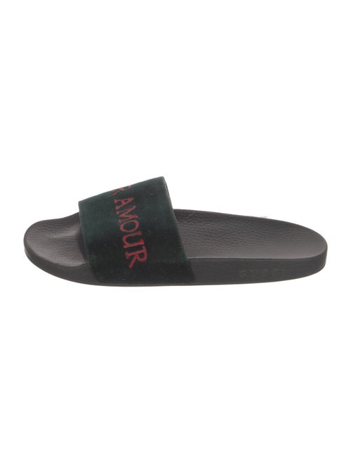 Gucci Velvet Graphic Print Slides