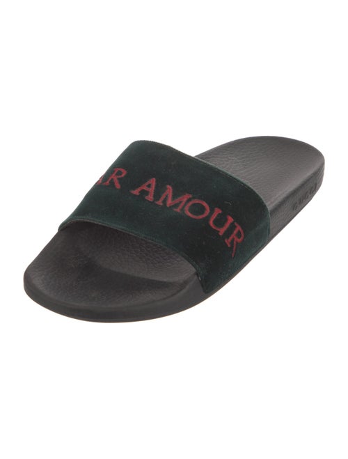 Gucci Velvet Graphic Print Slides