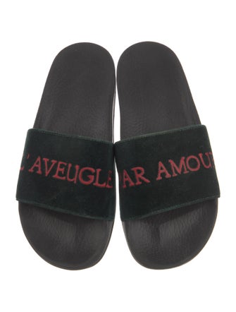 Gucci Velvet Graphic Print Slides