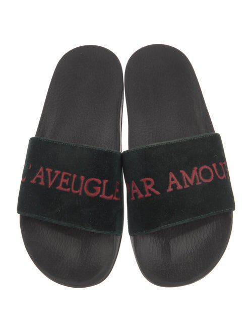 Gucci Velvet Graphic Print Slides