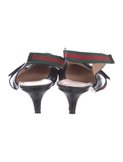 Gucci Web Accent Leather Slingback Pumps