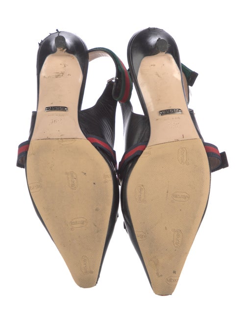 Gucci Web Accent Leather Slingback Pumps